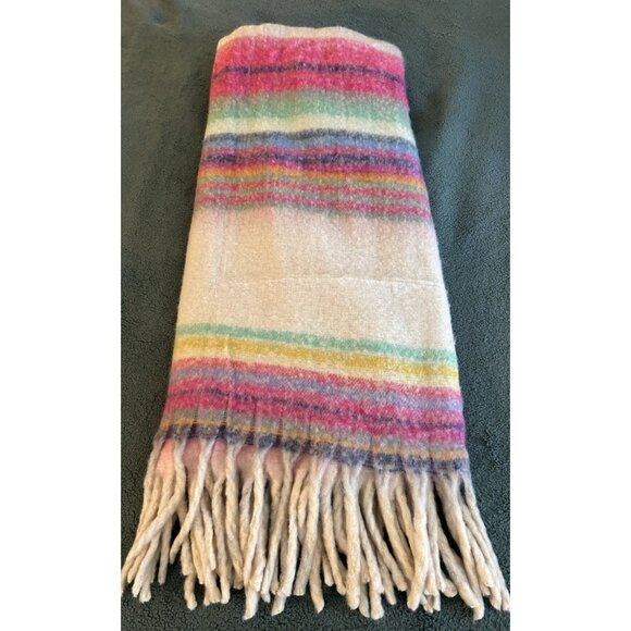 Free People Blanket Fringe Stripe 70” x 50” Ultra Soft Striped Throw $78 NWOT - Picture 8 of 8
